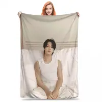 Jimin Face Blanket Fleece Multi-function Sofa Throw Blankets For Couch Bedding Office Throws Bedspread Quilt 1