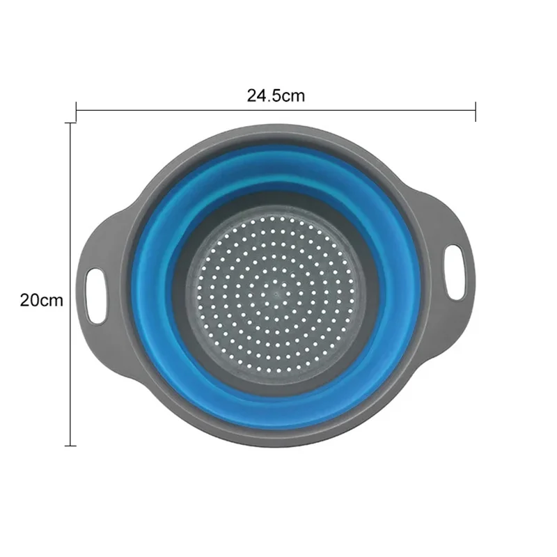 Silicone Collapsible Round Colander and Strainer - Set of 1 or 2, Versatile Kitchen Essential