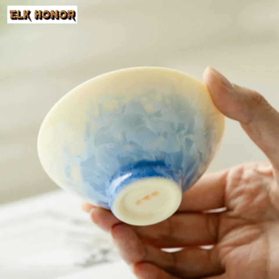 Tazza Da Tè In Porcellana Celadon Fatte A Mano – Peonia In Rilievo, Azzurro Cielo, Microonde Sicuro - 4