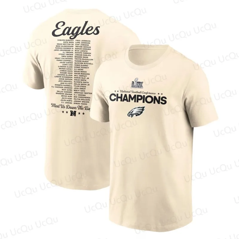 The New Eagles Championship Locker Room Trophy Series Philadelphia Crew Neck Printed T-Shirt.