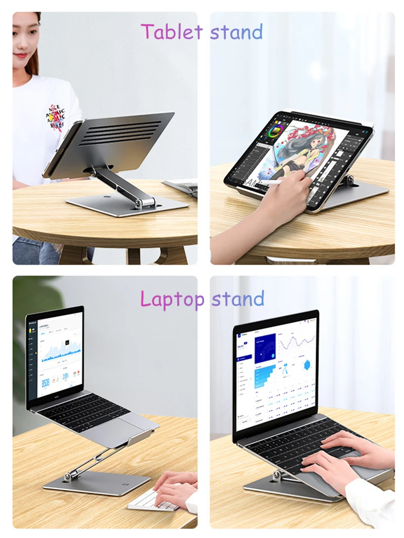 Suporte do Portátil Riser Altura Ajustável de Alumínio Dobrável Tablet Suporte Desktop Notebook Resfriamento Titular para Macbook 1117 Polegada - Imagem 3