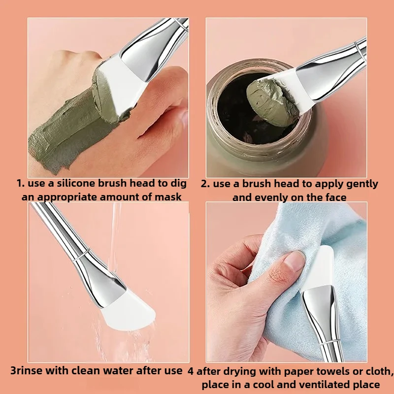 New Silicone Facial Mask Brush Soft Head with Scraper Integrated Dual-use Mud Film Brush DIY Film Adjusting Beauty Tool Beauty 5