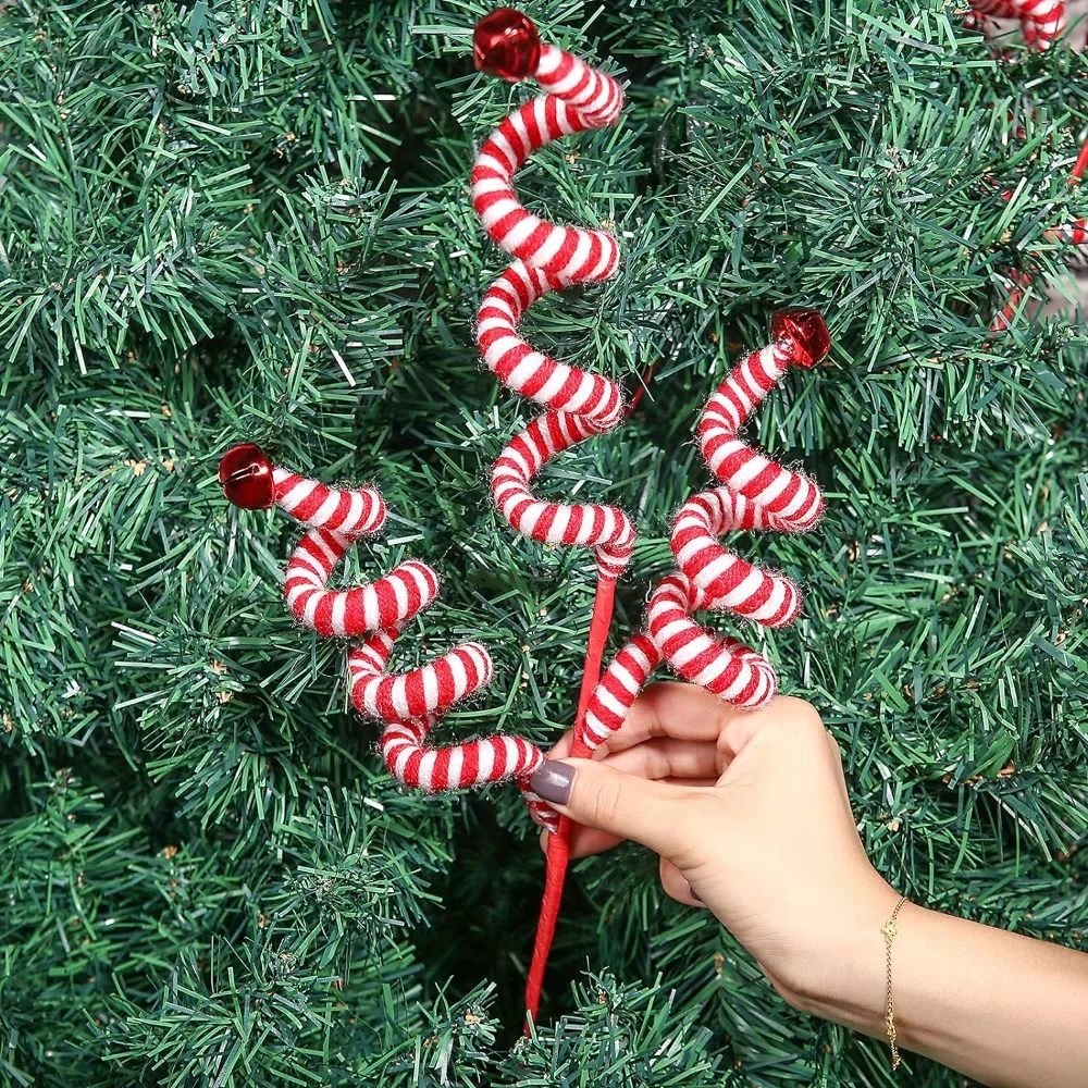 thumbnail image 1 of 1 pieza de rama de bastón de caramelo de árbol de Navidad rojo, palito de lana rizado para caramelos, adornos para árbol de Navidad, adornos para fiesta, jarrón para oficina en casa, 1 of 5