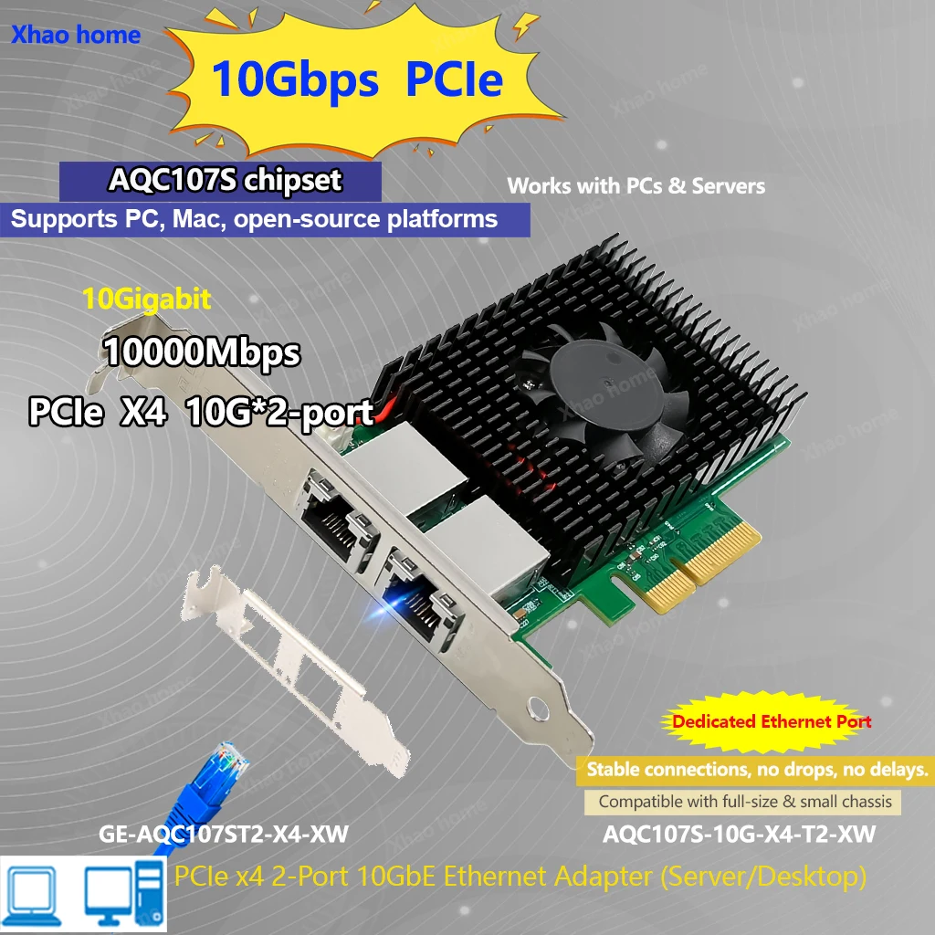인텔 X722 서버 네트워크 카드용 2포트 10G RJ45 PCIe 3.0 x8, iWA..