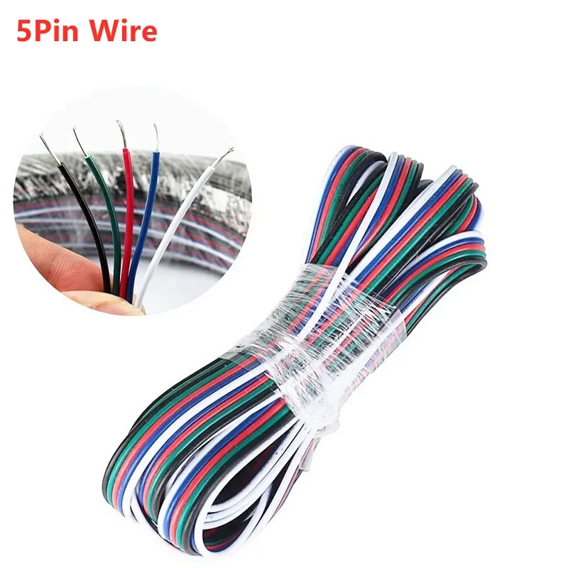 5-10m 22awg 2pin 3pin 4pin 5pin 6pin Extension Electric Wire WS2811 2812 RGB RGBW RGBWW RGBCCT LED Strip Extend Cable Connector