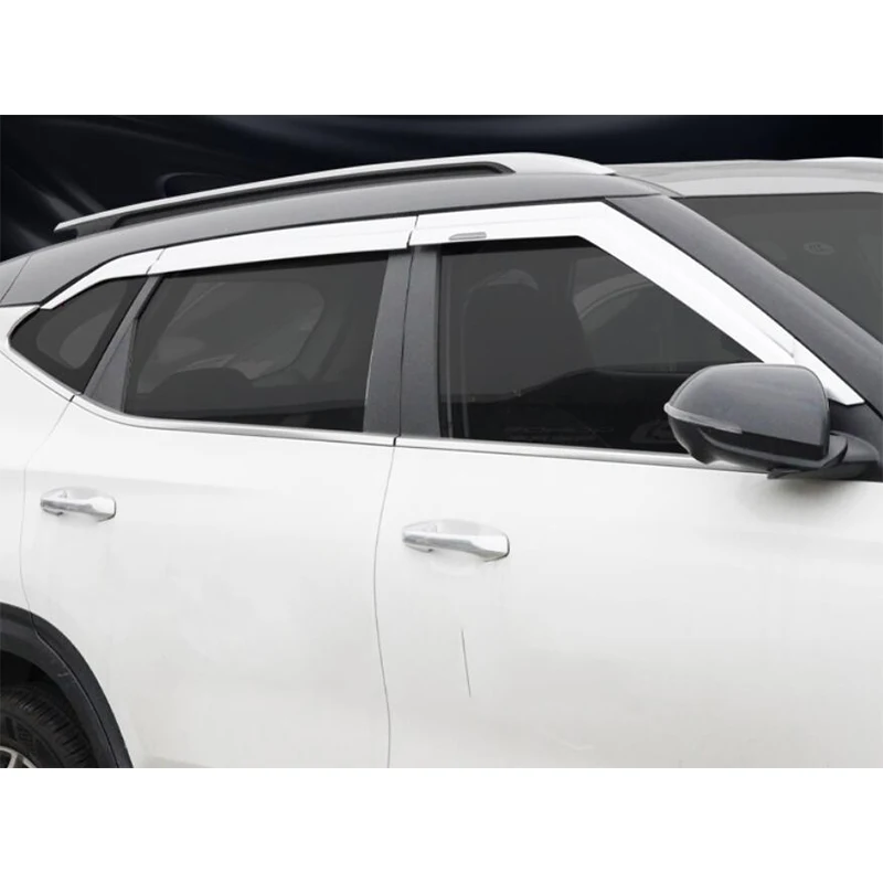 ABS Chrome Door Window Visor Vent Shades Sun Rain Guard for Kia Seltos KX3
