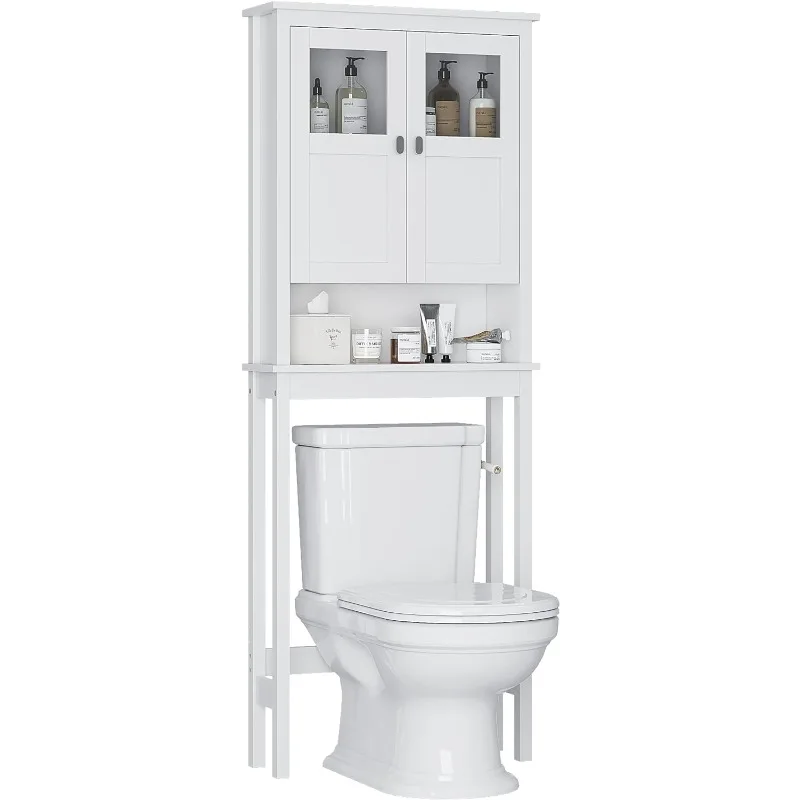 

Spirich Bathroom Cabinet Over Toilet, Bathroom Storage Cabinet with Glass Doors and Adjustable Shelves, Toilet Storage Cabinet