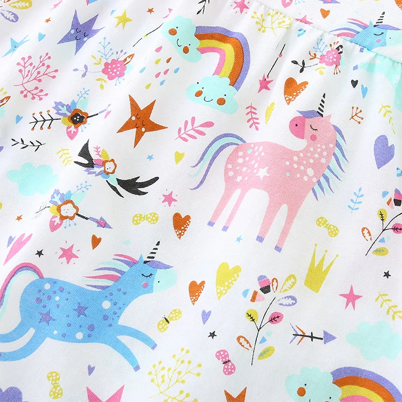 Children's Clothing Kids Clothes Baby Girls Summer 2025 New Dress Holiday Cartoon Unicorn Dresses Vestidos Cotton