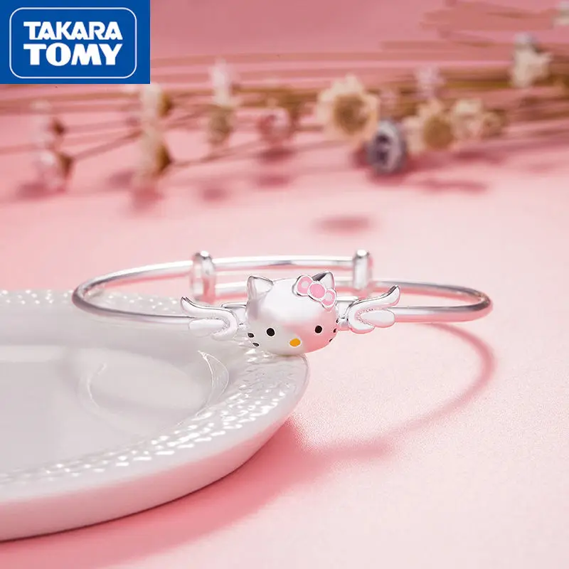 

TAKARA TOMY Hello Kitty Women's Adjustable Opening Cute and Elegant Girlfriends Silver Bracelet Sweet Parent-child Accessories