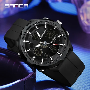 SANDA G 스타일 남성용 디지털 시계, 야외 군사 스포츠 시계, 방수 전자 손목시계, 남성 시계