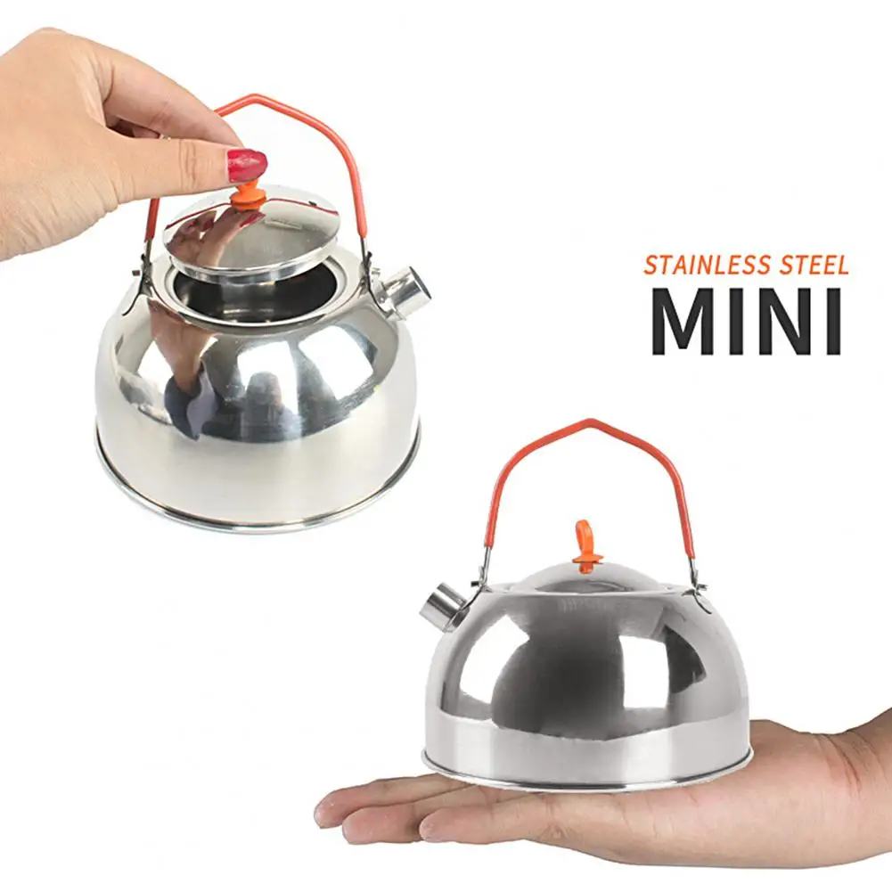 

600ml Mini Camping Kettle Heating Boil Water Tea Kettle 304 Stainless Steel Outdoor Fishing Hiking Camping Coffee Pot Kettle