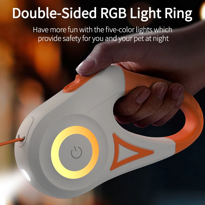 ROJECO correa retráctil automática para perro tira de luz LED luminosa de moda para cachorro mascota correa flexible para caminar y correr, 5M 2