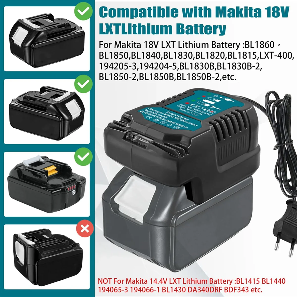 Replace for Makita 18V Mini Charger DC18RC Replace Charger for Makita Lithium Batteries BL1860 BL1450 BL1830 EU Plug 6