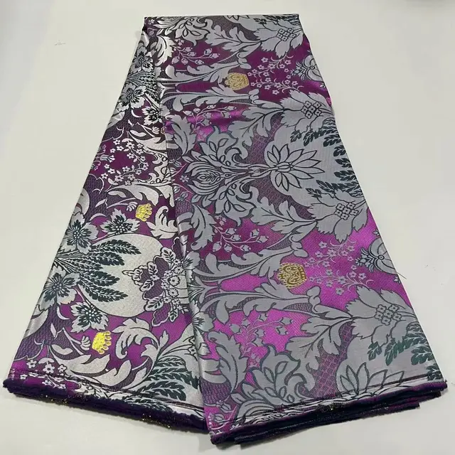 African Thick Damask Lace Fabric 2.5Yard Or 5Yards 2025 Jacquard Brocade Fabrics DIY Sew For Nigeria Women Headtie Aso obi Dress 2