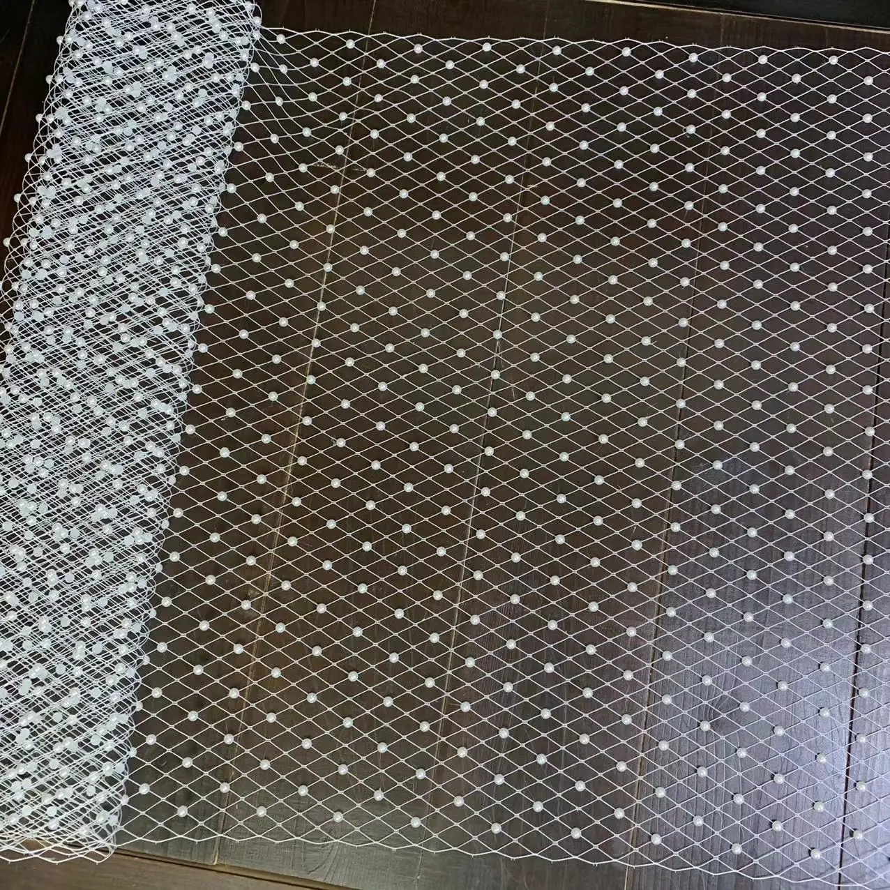 45cm Birdcage Face Crystal Bead Veils Trim Fabric For Women Dress Wedding Millinery Fascinator Hat DIY Hair Accessories 2x2