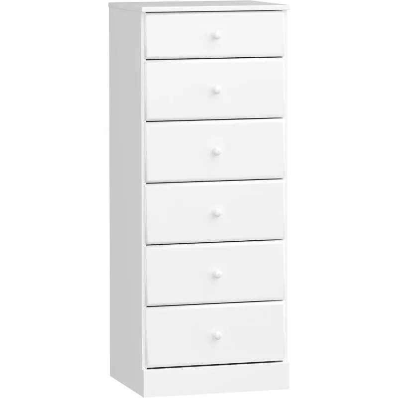 Tall White Dresser: 16.5"D x 19.75"W x 50"H, 6-Drawer Chest for Bedroom Perfect Chest of Drawers for Ample Storage