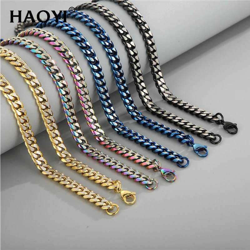 

Cuban Chain Necklace for Men Women Basic Punk Stainless Steel Link Chain Necklace Vintage Gold/Black/Colorful Metal Collar