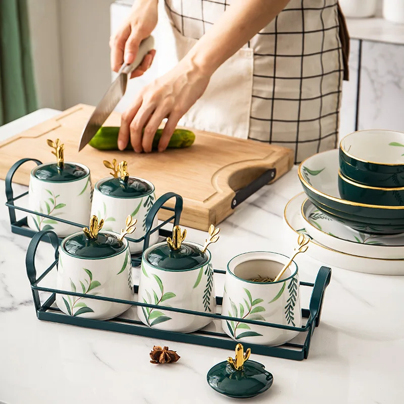 

Japanese Style Ceramic Seasoning Jar Household Condiment Bottle Kitchen Supplies Storage Cans Pepper Spice Tank