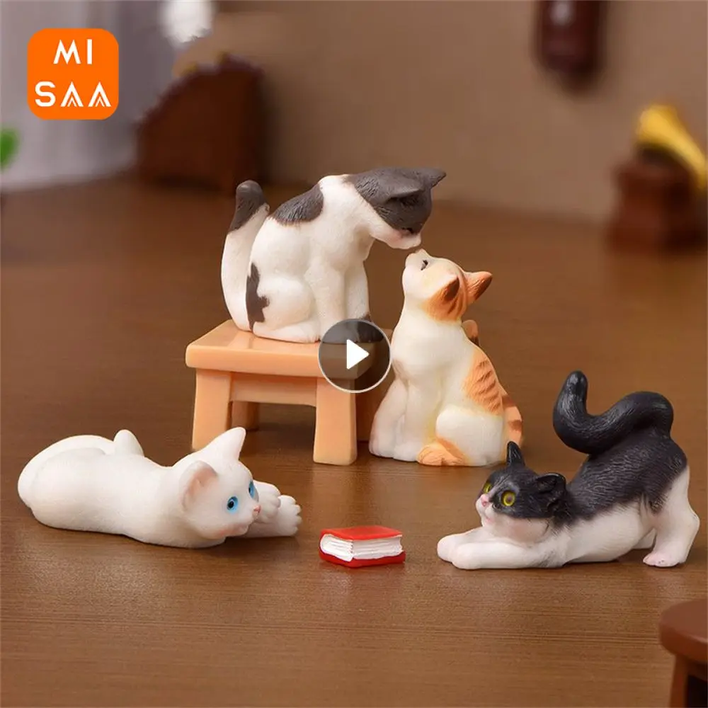 동물 시뮬레이션 홈 데코레이션, 송진 작은 집 장식, 송진 공예품, 단단한 새끼 고양이 조각상 