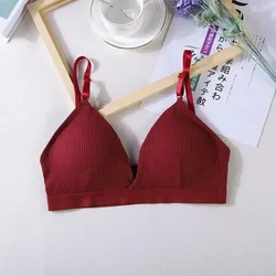 Women's Breathable Triangle Cup Sports Bra with Adjustable Straps - One Size (Red)
