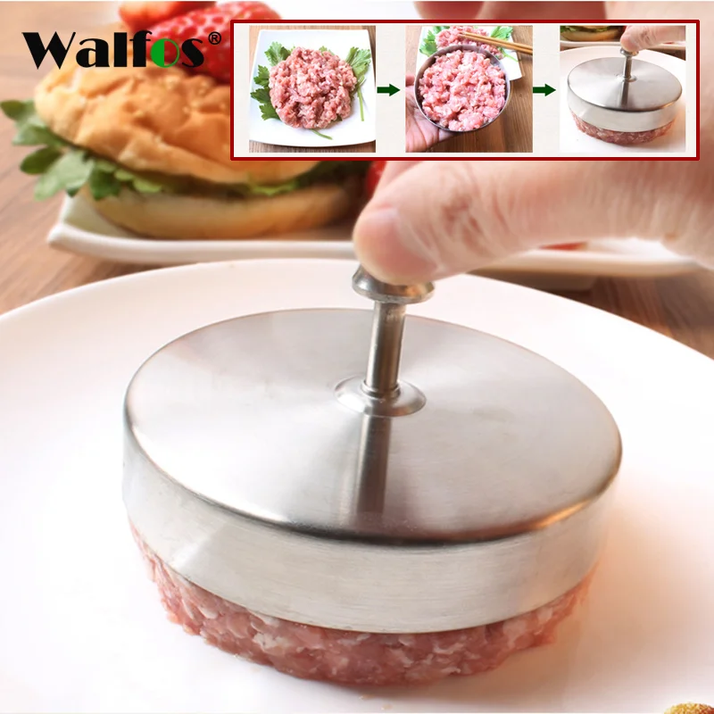 WALFOS Burger Meat Mold Round Hamburger Press Stainless Steel Cutlets Hamburger Meat Grill Mould Burger Press Patty Maker Mold