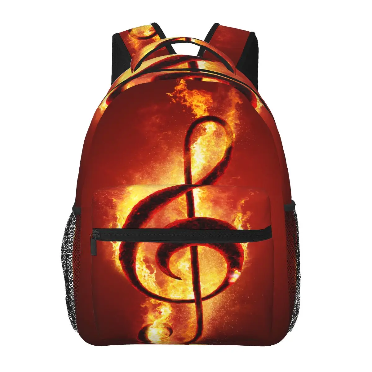 

Women's Backpack Musical Notes Of Fire Flame School Bag for Men Lady Travel Bag Casual School Backpack
