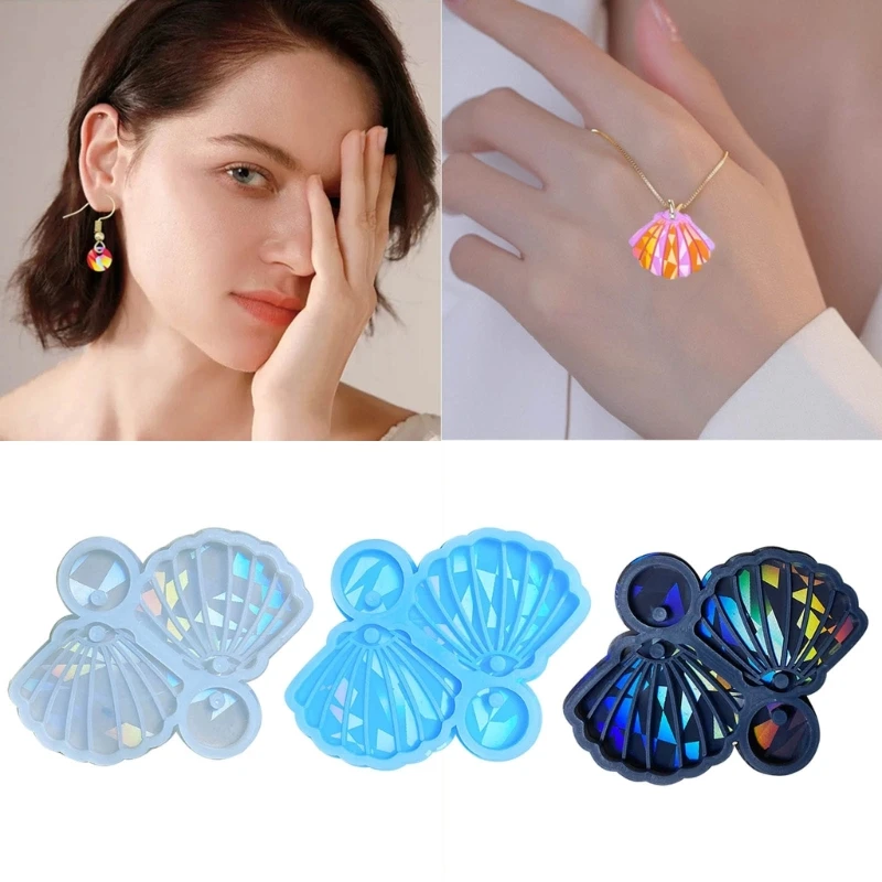 Silicone Earrings Mold Epoxy Resin Mould Seashells Earring Hooks