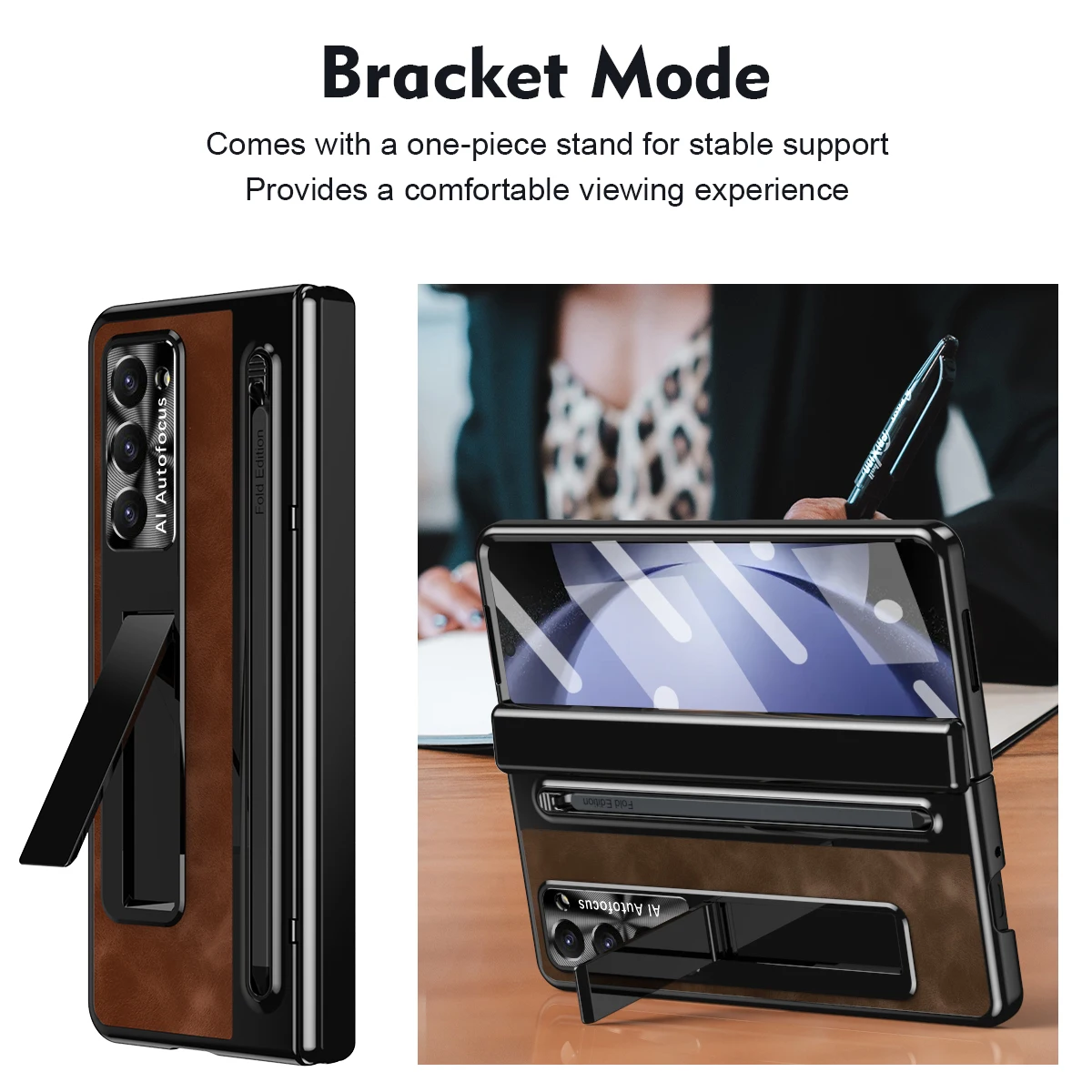 For Samsung Galaxy Z Fold 5 Case Vintage Leather Hinge Fold 4 3 With S Pen Holder Magnetic Kickstand Full Screen Protector Cover