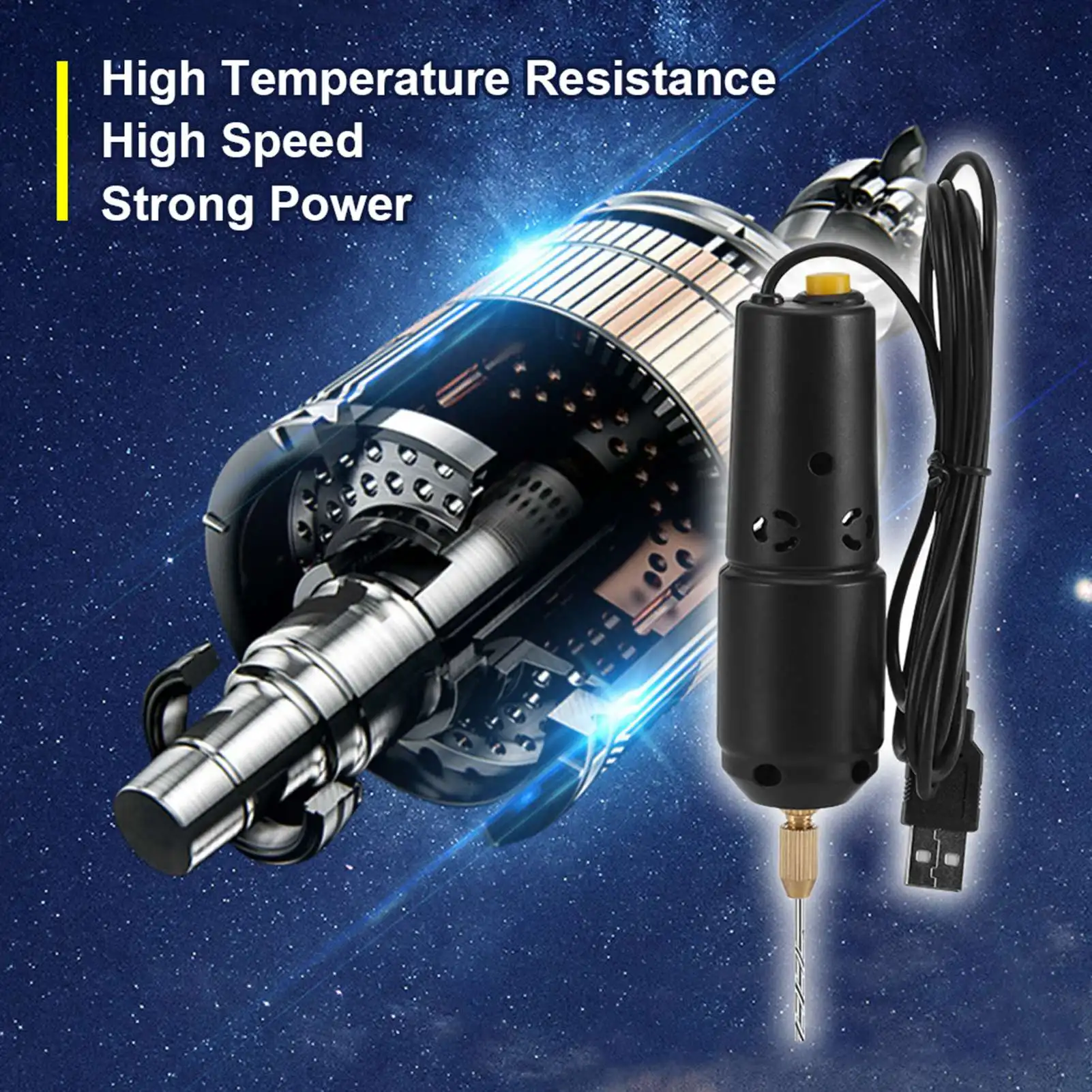 Drill Set Resin Electric Mini Drill with 10pcs Drills Bits for Jewelry Aluminum Products Wood Key Chain Making Black