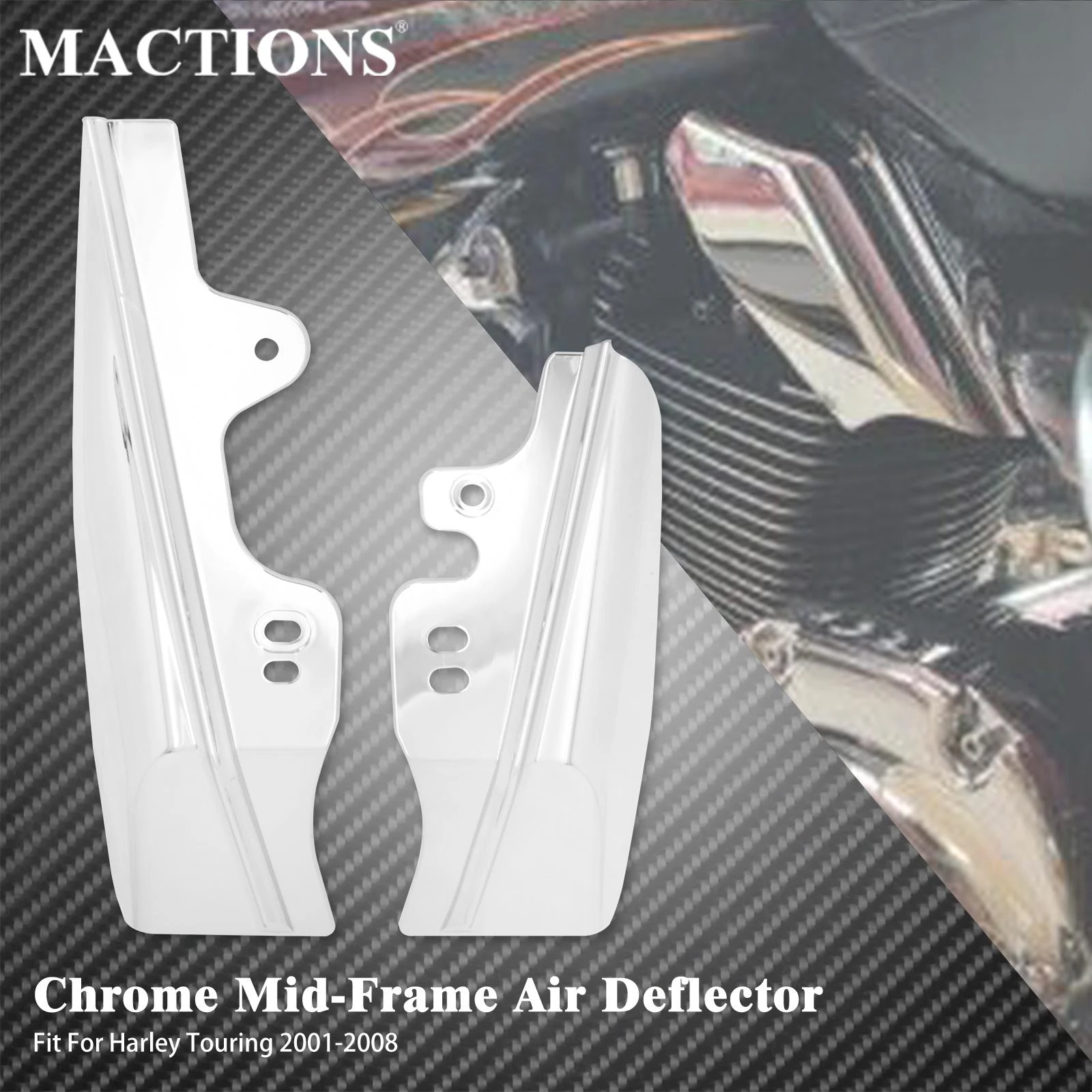 Motorcycle Mid Frame Air Deflector Heat Shield Chrome For Harley