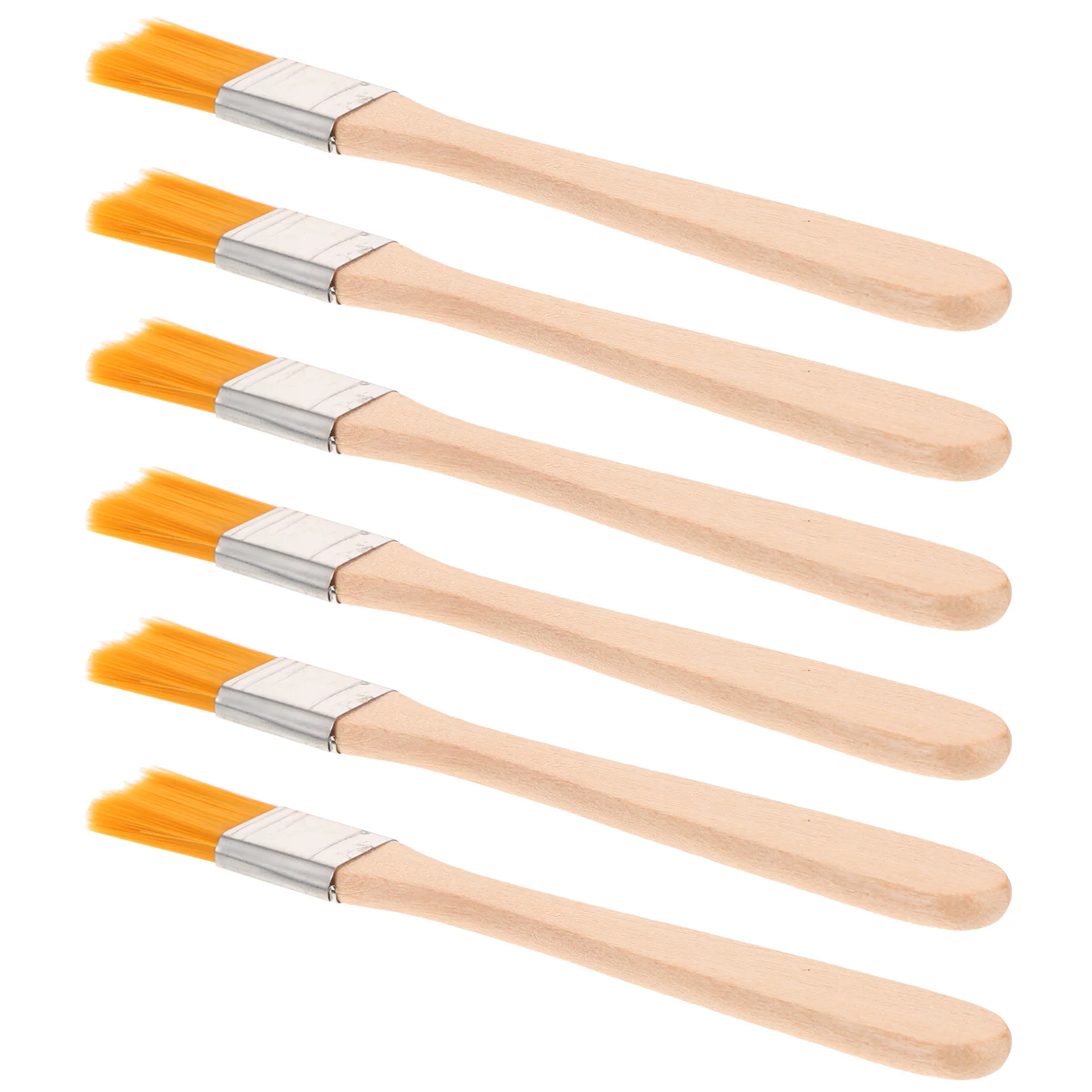 

6 Pcs Small Paintbrush Child Painting Brushes Nylon Flat Wooden Portable with Handle