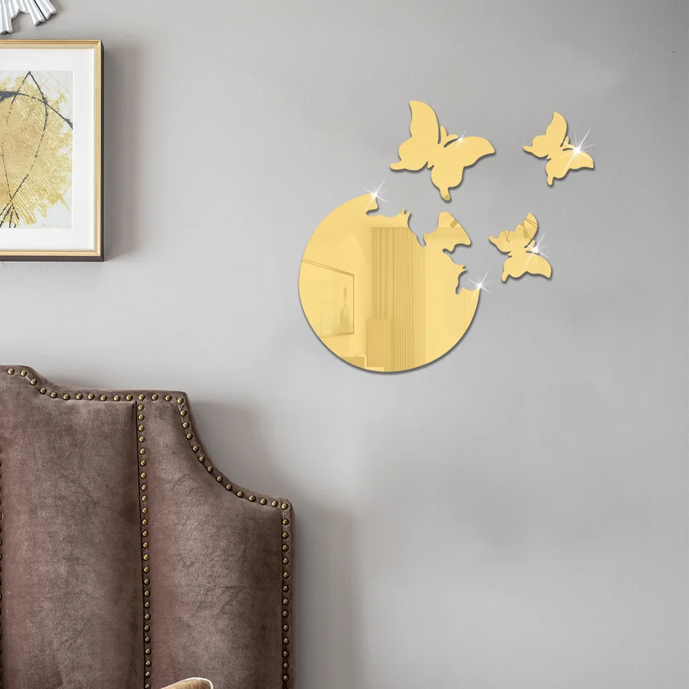 Acrylic Butterfly Wall Sticker Mirror Self-adhesive 3D Decoration Home Background Painting