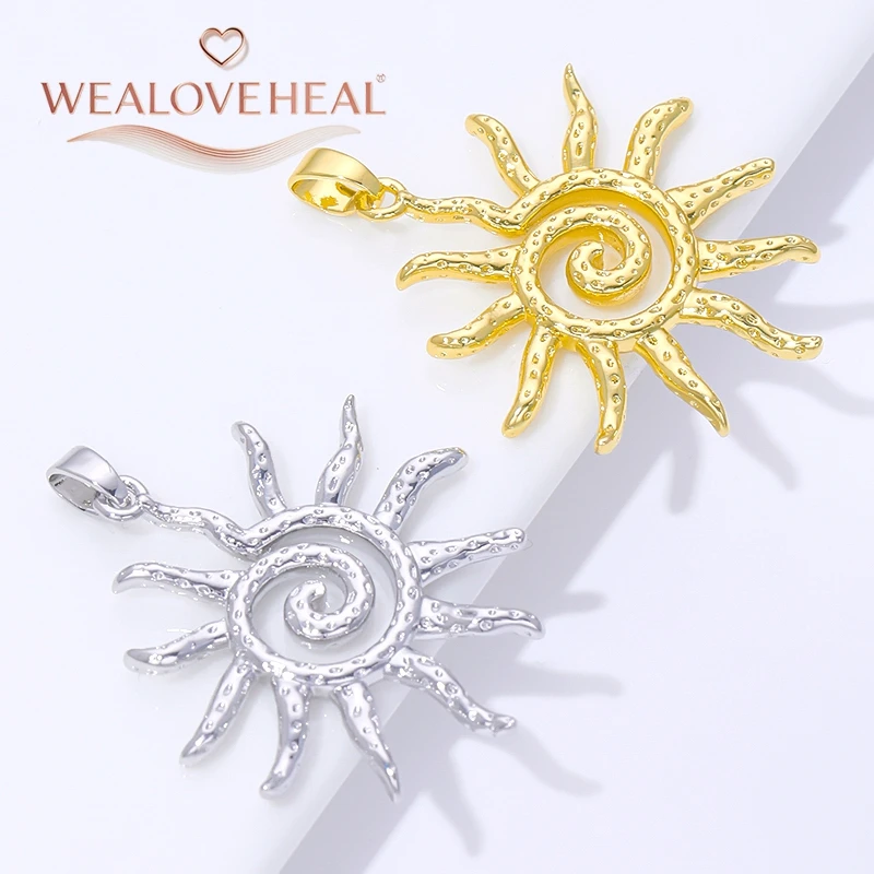 Modische Spiral-Vortex-Sonnenanhänger, 18K Vergoldetes Messing mit Zirkon-Einlage, Sonnen-Charm für DIY-Halsketten und Schmuckherstellung – Detail 23