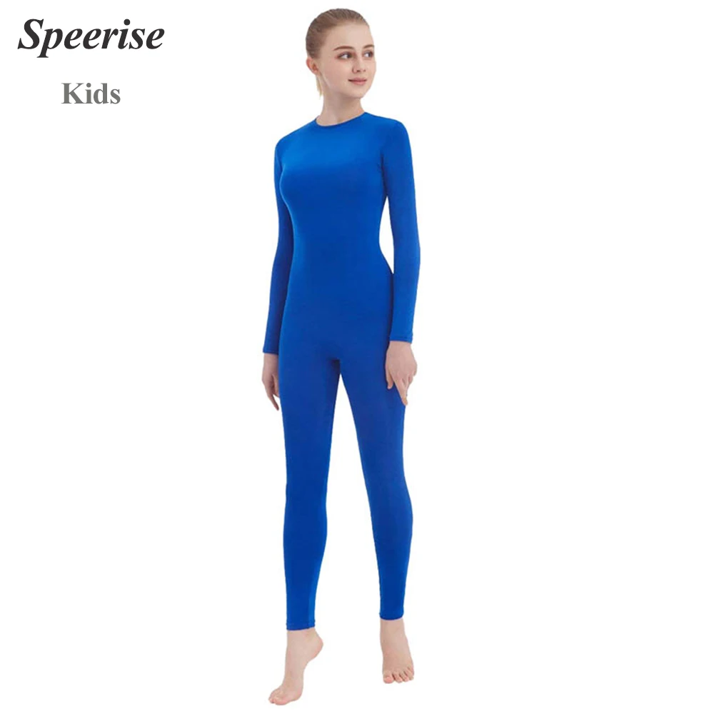 Girls Unitard Gymnastics Toddlers Back Zipper Yoga Full Bodysuit Ballet Nylon Spandex Long Sleeve One-piece Dance Suit Dancewear