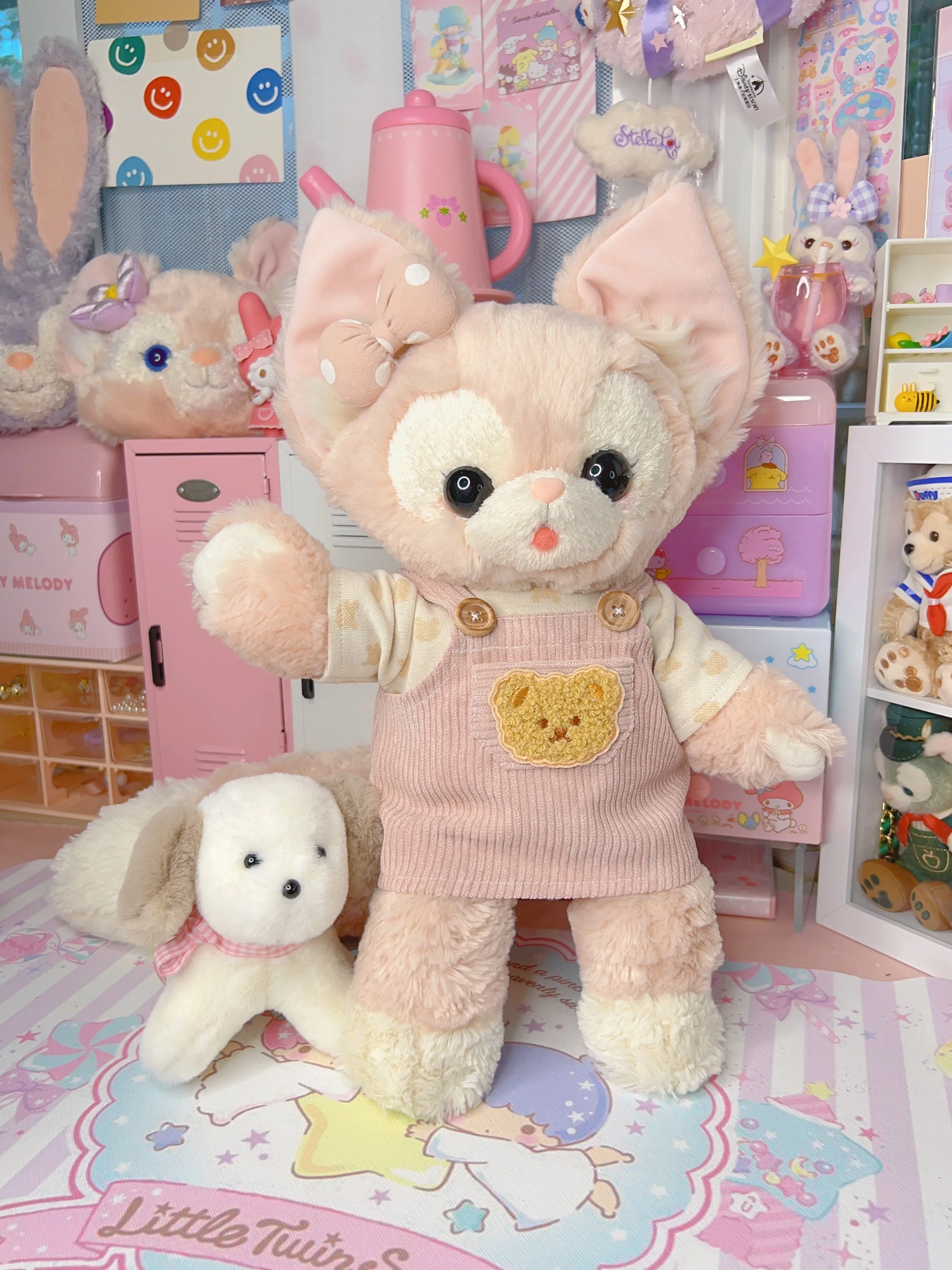 13 inch LinaBelle Plush Doll Clothes Cute Pink Corduroy Strap Dress Little Bear Pattern T-shirt sharkbang 3 inch bear cat album photos