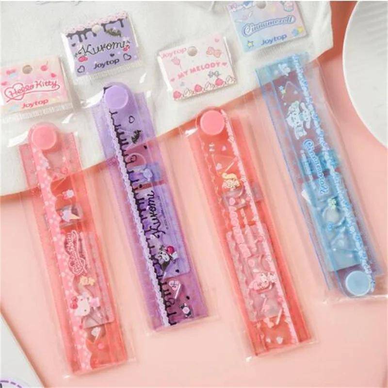 

16 pcs/lot Sanrio Kuromi Melody Cat Ruler Cute Folding Rulers Bookmark Drawing Tool Promotional Stationery Gift School Supplies