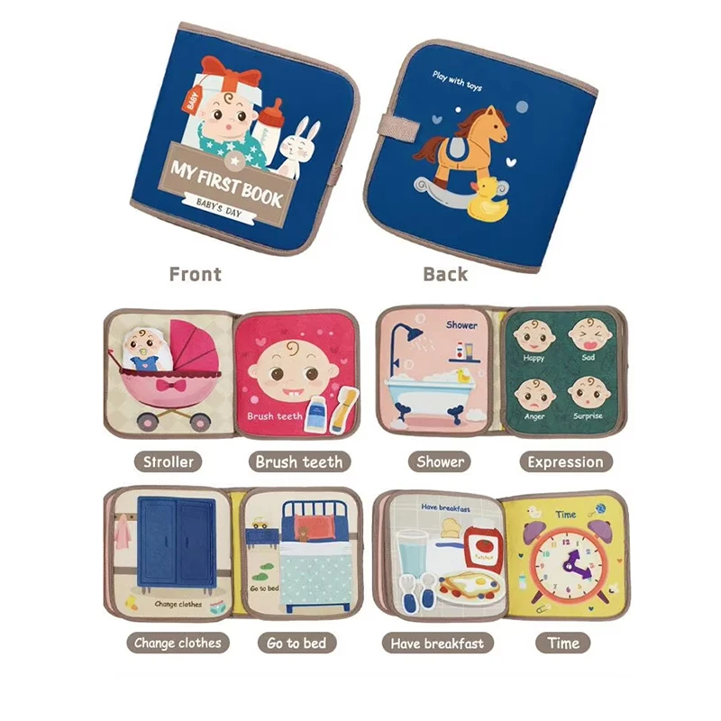 Montessori Baby Busy Book Cloth Book Reusable Stickers Toddler Activity Sensory Books Travel Toys My Quiet Book Educational Toys 5