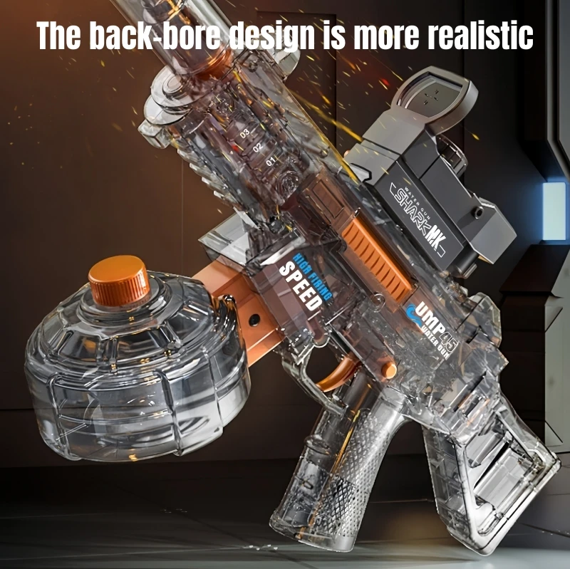 Simulated Flame Electric Water Gun for Kids Sensor Light High Pressure Automatic Watergun Children Summer Outdoor Beach Pool Toy 5