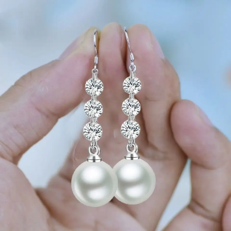Boucles D'oreilles Fantaisie Doré à Perle – Pendentif Femme | Neuf Avec étiquettes