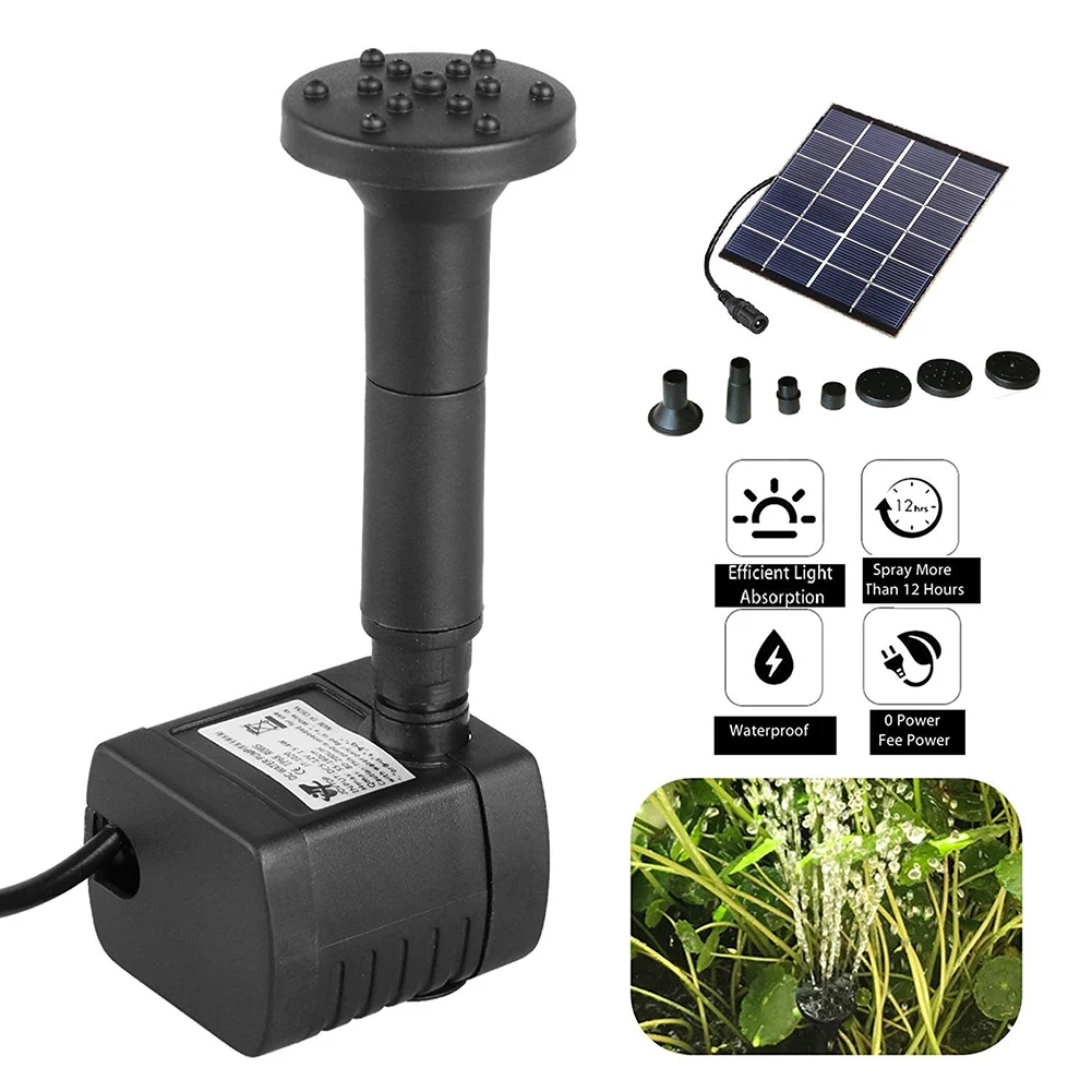 Water pump Solar Fountain Pump Replaceable 6 Nozzles Pond Fountain Water Pump Easy Installation For Pool Garden Submersible
