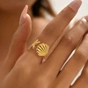 Stainless Steel Ring Light Luxury Premium Sea Life Collection Starfish Shell Ring For Women Jewelry Beach Vacation Accessories 1