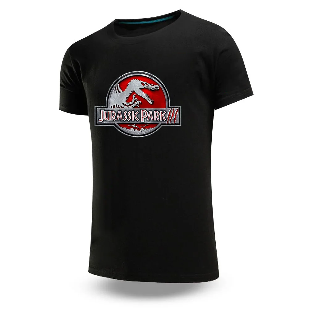 2023 Men New Summer Jurassic Park Printed T-Shirt Breathable Short Sleeve Round-Neck Casual Style Harajuku Sporting Fitness Top