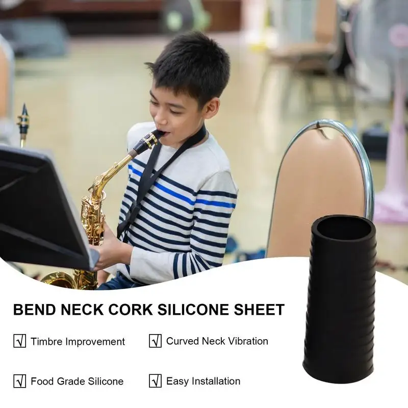 Saxophone Neck Silicone Cover Sax Curved Neck Protector Airtight Silicone Tube Airtight Safe Saxophone Cork Sleeve