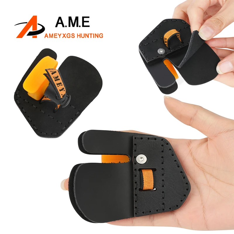 1PC AH1 Archery Finger Guard Cowhide Leather Adjustable Right Hand Black Orange Finger Tab Finger Protector Hunting Acc new model is applicable to kelly bag shoulder strap hand sewn woven cowhide shoulder strap crossbody strap