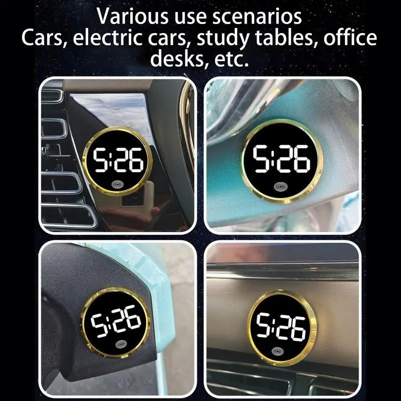 LED Car Dashboard Clock Digital Touch Screen Round Robust Construction Car Interior Clock Ornaments for Sedan Small Car RV 5
