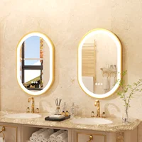 Gold Frame Oval Bathroom Mirror LED Lighted Anti-Fog Smart Vanity Mirror Anti-fog Dimmable Illuminated Innovative Makeup Mirror - Image 3