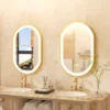 Gold Frame Oval Bathroom Mirror LED Lighted Anti-Fog Smart Vanity Mirror Anti-fog Dimmable Illuminated Innovative Makeup Mirror 3