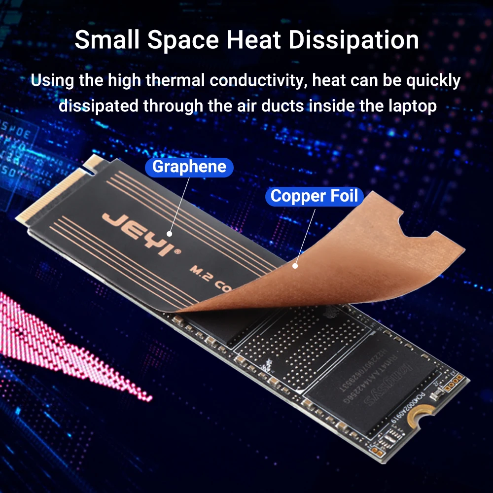 Jeyi-dissipador de Calor de Grafeno para Laptop Radiador de Camada Dupla Design de Folha de Cobre Refrigerador para pc Nvme Ngff 2280 Drive M.2 Ssd - Imagem 5
