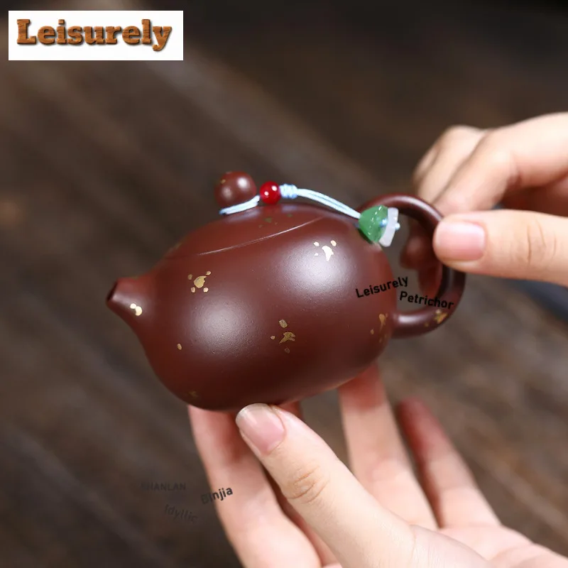 Classic Yixing Purple Clay Teapots Famous Master Handmade Sprinkle Gold Pot Raw Ore Purple Zhu Mud Kettle Zisha Teaset Drinkware