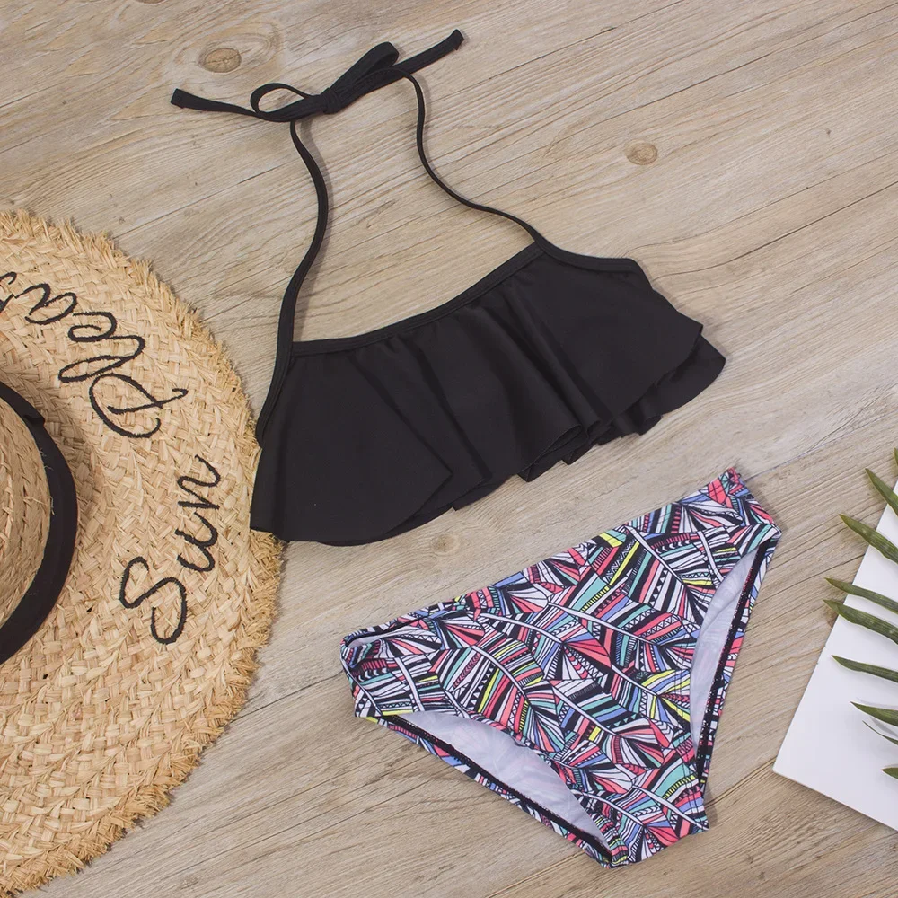 Children Swimwear 5-14 Years Girls Bikinis 2 Pieces Swimsuits Kids Bathing Suits Print Teenager Girl Beach Swim Wear Biquini Set - 5